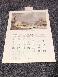 1972 TRAVELERS INSURANCE COMPANY CURRIER & IVES PRINT CALENDAR CLEAN COMPLETE - Picture 1 of 5