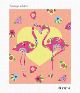 Flamingo Art Deco Nadelspitzen-Set oder Leinwand - Bild 1 von 2