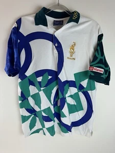 Vintage 1996 Hanes Atlanta Olympic Games Polo Shirt Men's Adult Medium White - Picture 1 of 7