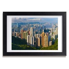 Tulup Bild MDF gerahmte Wand Dekor 30x20cm Hong Kong Panorama