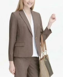 NEW CALVIN KLEIN BROWN CAREER  JACKET BLAZER SIZE 14  $129 - Picture 1 of 2