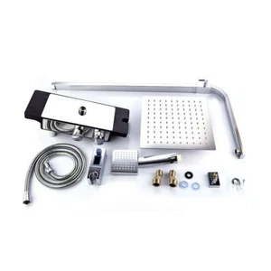 Duschsystem mit Thermostat Duscharmatur Regendusche Duschset Handbrause Schwarz - Bild 1 von 11