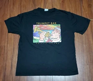 PHILLIP ISLAND TRUMPET BAR BLACK T-SHIRT MAN PLAYING TRUMPET AUSTRALIA ADULT L - Picture 1 of 5