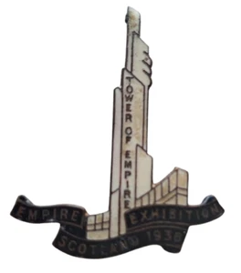 Glasgow 1938 Tower of The Empire Scotland Exhibition All Metal Pin Badge - Picture 1 of 2