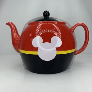 Disney Store Mickey Mouse Ceramic Teapot 6" Red Black Yellow Icon New - Picture 1 of 10