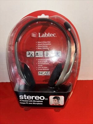 NEW ~ Labtec PC Headset with Microphone Stereo 332 ~ Voice & Video Chat ~ Gaming - Image 1 of 4
