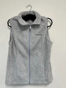 Columbia Women’s Grey Fleece Zip-Up Vest With Zip Pockets Size Medium - Picture 1 of 5