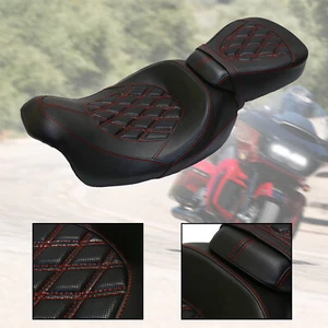 2-UP Front & Rear Seat Red Stitch Diamond For Harley CVO Road Glide 2014-2023 - Bild 1 von 8