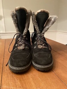 Stuart Weitzman Bob Sled Fur Lined Women’s Lace-Up Suede Winter Cozy Boots W/8 - Picture 1 of 14