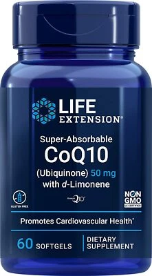 Life Extension Super-Absorbible CoQ10 50 mg d-Limoneno Apoyo a la Salud del Corazón 60Sg Foto 1 de 4