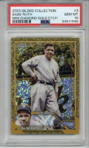 2023 TOPPS VERGOLDETE SAMMLUNG MINI DIAMANT GOLD ÄTZUNG #3 BABE RUTH KARTE/50 PSA 10 - Bild 1 von 2