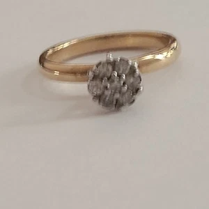 VINTAGE 14K GOLD NATURAL DIAMONDS CLUSTER RING SIZE 6 3.2 GRAMS 1/3 TCW - Picture 1 of 4
