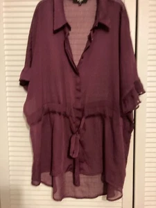 Koko Burgundy Sheer Blouse Size 22 - Picture 1 of 4