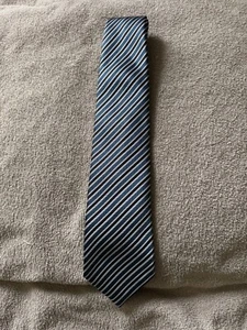 Ermenegildo Zegna blau/weiß/grau Streifen Krawatte 3,5" x 58" gebraucht - Bild 1 von 7