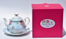 Boxed Royal Albert POLKA BLUE Tea Pot & Saucer