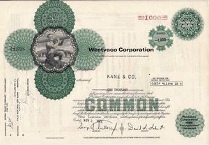 Stock certificate Westvaco Corp. More Than 100 Shares 1970's State of Delaware - Picture 1 of 1