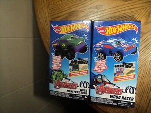 Hot Wheels Marvel Avengers Wood Racer & Wood Monster Truck Sealed China - Picture 1 of 8