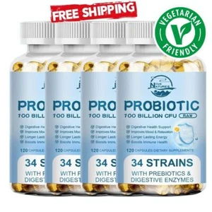 Probiotics Complex Acidophilus Gut Health - 100 BILLION CFU 34 Bacteria Strains - Picture 1 of 12