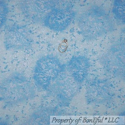 Edredón de algodón BonEful Fabric FQ azul plateado metálico punto brillante hada hielo congelado Foto 1 de 4