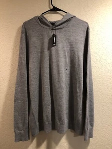 Express Merino Wool Blend Men's Grey Hooded Sweater NWT - Size XL - Picture 1 of 4