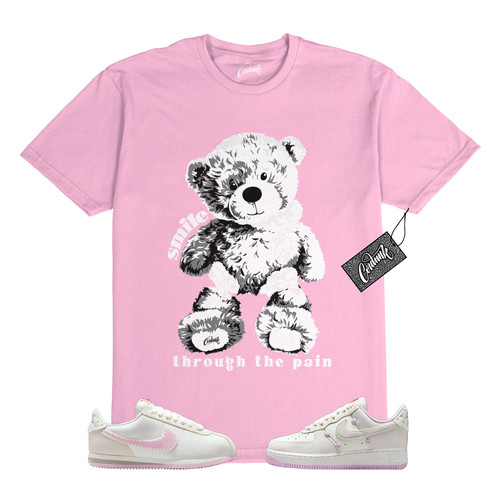 T shirt Air Force 1 San Valentino Cortez rosa schiuma abbinata SMILE