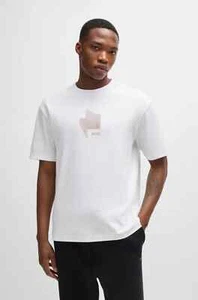 $88 BOSS Relaxed-Tit T-Shirt in Interlock Cotton with Gloss Artwork | White | M - Picture 1 of 10