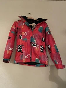 Roxy Insulated 5K Technology Girl's Pink Spellout Snowboard/Ski Jacket | Sz. 12 - Picture 1 of 17
