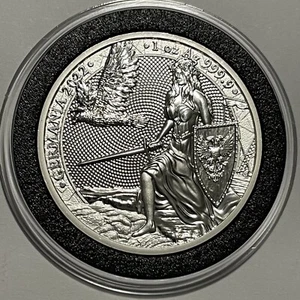 2022 Lady Germania Warrior Rare Collector Coin 1 Troy Oz .999 Fine Silver Round - Picture 1 of 12