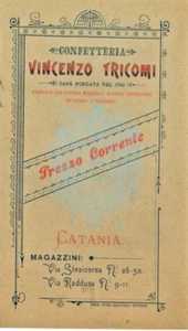 CONFETTERIA VINCENZO TRICOMI ANTICA CARTOLINA-LISTINO 1903 OTTIME CONDIZIONI - Imagen 1 de 3