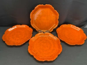 PV Italian Pottery "BURNT ORANGE" Scalloped ~ Set of 4 ~ Dinner Plates ~ 11" - Picture 1 of 8