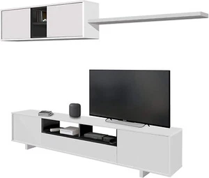 Mueble de Salon Comedor Moderno para TV, con acabado en Blanco y Gris Antracita - Imagen 1 de 4