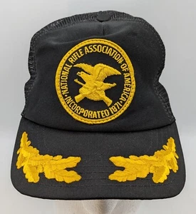 Vintage NRA Black Scrambled Eggs Mesh Snapback Hat SLIGHT FOAM DAMAGE - Picture 1 of 12
