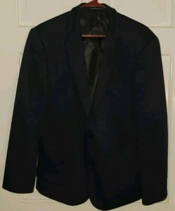 ASOS navy Blue Poly Cotton Stretch Blazer Jacket 40S Slim Fit - Picture 1 of 8