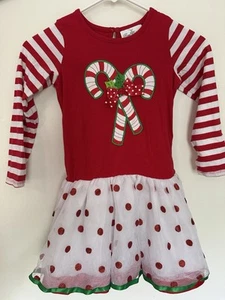 Rare Editions Christmas Candy Cane Dress With Tutu Skirt Girls Size 6 - Picture 1 of 2