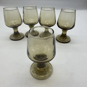 5er Set Vintage Libbey Rauchglas Mini Cordial Gläser 3,25”h x 1,25”w EUC - Bild 1 von 7