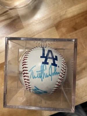 Dodgers Signed Baseball Sweet Lou Johnson/Don Newcombe/Ken Landreaux/Ron Cey  - Image 1 of 4