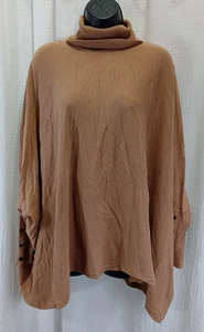 Alfani Poncho Pullover Damen Gr. L hellbraun Rollkragen Oversize - Bild 1 von 13