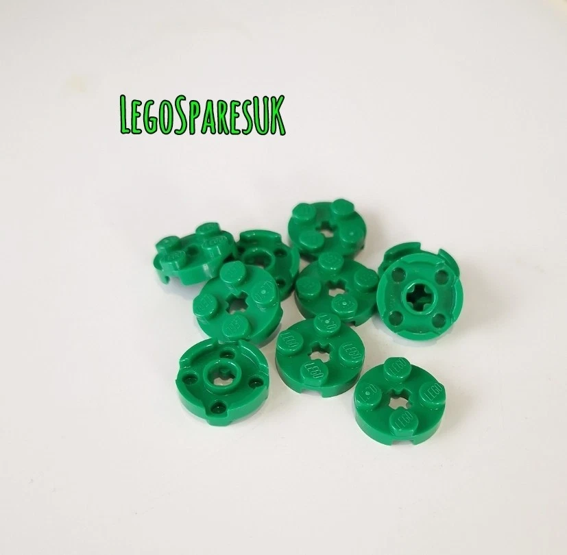LEGO Part 403228 / 4032 Plate, Round 2 x 2 With Axle Hole, Green. Quantity x 10 - Image 1 of 1
