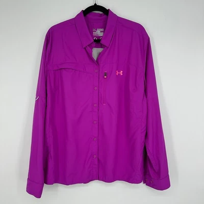 Under Armour Semi Fitted Heat Gear Long Sleeve Button Down Womans Shirt 2XL - Image 1 of 4