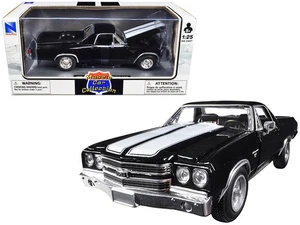 1970 El Camino SS Diecast Model Car Black White Stripes 1/25 Scale New Ray - Picture 1 of 2