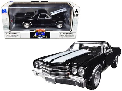 1970 El Camino SS Diecast Model Car Black White Stripes 1/25 Scale New Ray - Image 1 of 2