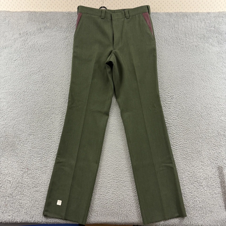 Vintage LL Bean Pants Mens 34x36 Green Leather Trim Wool 80s Hunting Zip NWT USA - Image 1 of 4