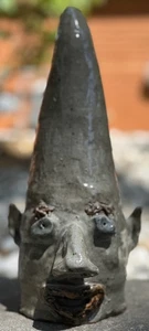 Skurrile Vintage grau glasierte Keramik Steinzeug Kegelkopf Skulptur Modern Art 70er - Bild 1 von 11