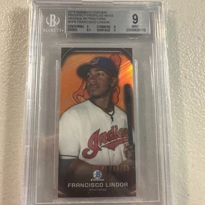 2015 Bowman Chrome Francisco Lindor Orange Refractor Profiles Minis BGS 9 9/25 - Picture 1 of 2