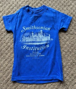 Vintage Toddler Blue Smithsonian Institution The Castle Shirt Small (8) - Picture 1 of 4