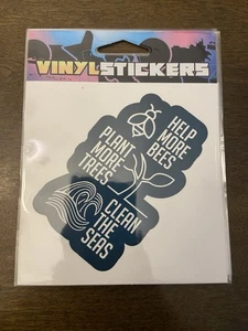 4x4" SRP Companies vinyl sticker decal HELP MORE BEES PLANT MORE TREES CLEAN SEA - Picture 1 of 1