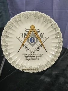 Freimaurer Freemason 10" Teller Goldrand Elmer New Jersey Lodge #160 Sanders Mfg Co - Bild 1 von 6