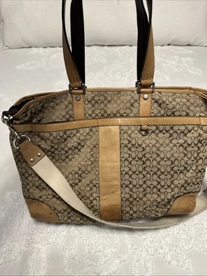 COACH Khaki Signature Crossbody Tote Handbag Multi Function Diaper Bag/tote Bag - Image 1 of 4