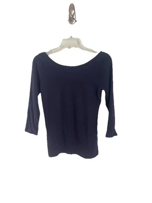 Blusa feminina J Crew azul marinho manga 3/4 mistura de linho tamanho XS - Imagem 1 de 4