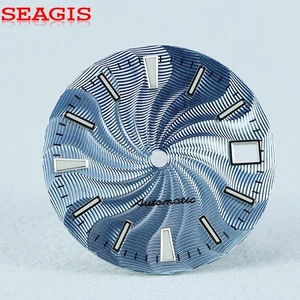 28.5mm Guilloche dial Twisted grain NH35/36 movement blue lume Customized logo - Picture 1 of 11